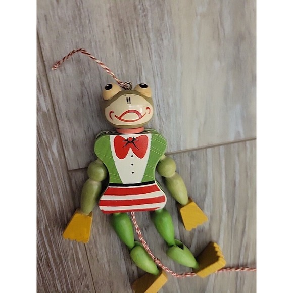 VINTAGE Frog Toad Puppet Toy Wooden Austrian M. Gschnitzer 7" Europe Works - Picture 7 of 12